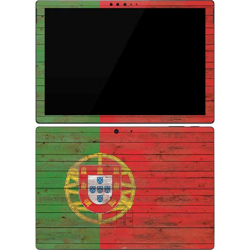 Portuguese Flag Dark Wood Surface Pro 7 Skin